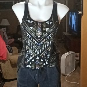 Express Aztec like beaded and embroidered tank top